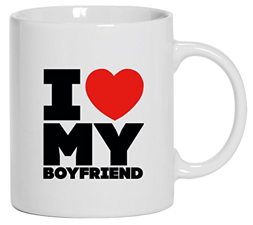 Geschenkidee Kaffeetasse Kaffeebecher I Love My Boyfriend, Größe: onesize,Weiß von Shirtstreet24 Tassen
