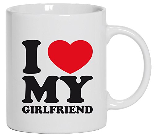 I LOVE MY GIRLFRIEND, Valentinstag Kaffee Becher mit Motiv bedruckte Tasse Mug Kaffeebecher, Größe: onesize,Weiß von Shirtstreet24 Tassen