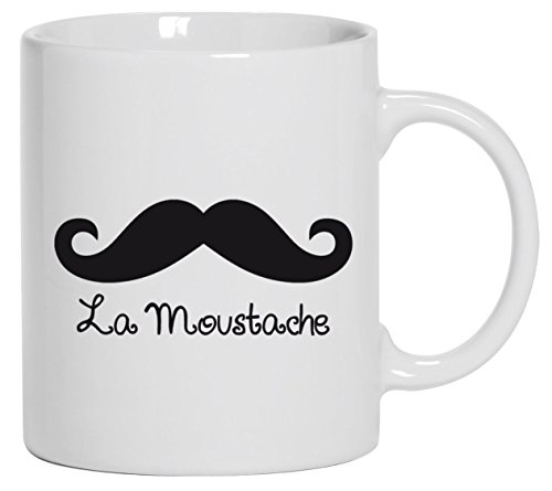 LA MOUSTACHE, Mustache Schnurrbart Kaffee Becher mit Motiv bedruckte Tasse Mug Kaffeebecher, Größe: onesize,Weiß von Shirtstreet24 Tassen