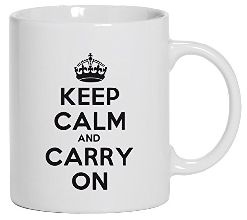 Shirtstreet24, Keep Calm and Carry On, Kaffee Becher mit Motiv bedruckte Tasse Mug Kaffeebecher, Größe: onesize,Weiß von Shirtstreet24 Tassen