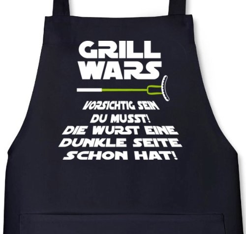 Shirtstreet24 Lustige Grillen Barbecue Schürze Dunkle Seite Grill Wars Aufdruck, Größe: onesize,Schwarz von Shirtstreet24