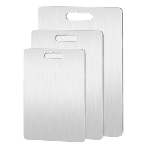 3 Stück Titan Schneidebrett Set, Titanium Cutting Board, Edelstahl Schneidebrett, Doppelseitige Lebensmittel Grade Schneidebrett Rutschfest Metall Schneidematten Für Fleisch Und Obst 3 Stück Titan Schneidebrett Set, Titanium Cutting Board, Edelstahl Schneidebrett, Doppelseitige Lebensmittel Grade Schneidebrett Rutschfest Metall Schneidematten Für Fleisch Und Obst von Shitafe