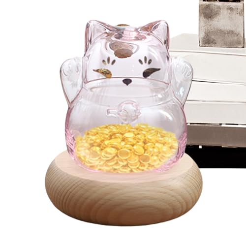 Shitafe Glasmünzspardose,Dekoratives Sparschwein Für Kleingeld | Transparente Goldbohnen-Box in Katzenform als Sparbehälter für Bücherregal-Deko Shitafe Glasmünzspardose,Dekoratives Sparschwein Für Kleingeld | Transparente Goldbohnen-Box in Katzenform als Sparbehälter für Bücherregal-Deko von Shitafe