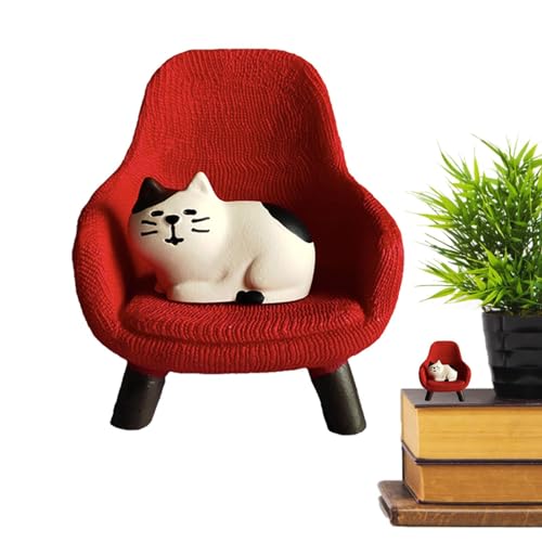 Shitafe Katzenfiguren, Heimdekoration, Miniatur-Katzenfiguren, Tier-Schreibtischdekoration mit Sofa - Kleine niedliche Katzenskulpturen-Statue, handwerkliche Sammlerfiguren für Heimdekor-Akzente, von Shitafe