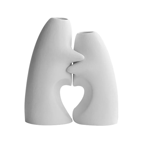 Shitafe Keramik nvase - Tischvase mit umarmender Moderner | 2er Set Tischation Hochzeit Für Esszimmer Tisch ngestecke Landhausstil von Shitafe