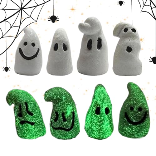 Shitafe Leuchtet Im Dunkeln Halloween-Geist,Nachleuchtende Halloween Miniatur Zierfiguren - 8er-Set Deko Für Garten Und Innenbereich Zierfiguren von Shitafe