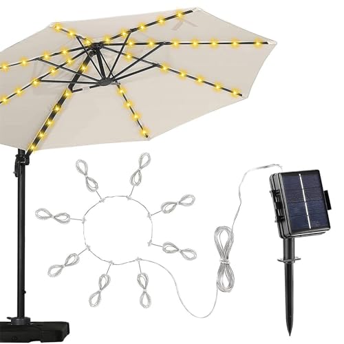 Shitafe Solar-Regenschirmleuchte für den Garten, Solar-Gartenschirmleuchte | Lichterkette, wasserdichte Regenschirmlampe mit 8 Beleuchtungsmodi,Solarbetriebenes dekoratives Licht für Rasen, Terrasse, von Shitafe