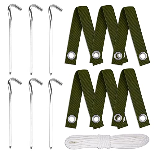 Shitailu Baumpfahl-Sets aus Aluminiumlegierung, Baumpfahl und Stütz-Sets für junge Bäume gegen schlechtes Wetter, inklusive 6 Baumgurte zum Staking, 6 Baumpfähle und 80 cm langes Seil zur Verankerung von Shitailu