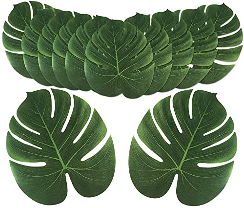 Shiwaki 12pcs Künstliche Tropische Palmbl?tter, Geburtstagsdekorationen Faux Leaf Jungle Hawaiian Party Dekorationen für Tischdekoration Zubeh?r von Shiwaki