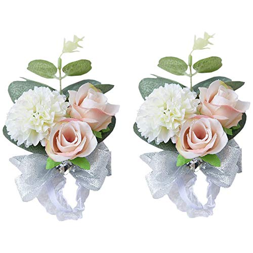 Shiwaki 2 Stück Hochzeitszubehör Dekoration Mädchen Brautjungfer Handgelenk Blumen Ball Party Handgelenk Blumen Hochzeit Dekoration Geschenke (Rosa) von Shiwaki