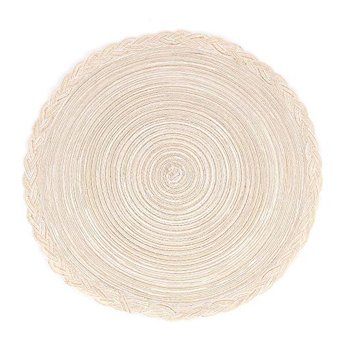 Shiwaki 2PCS, Durchmesser 15 Zoll runde geflochtene Tischsets, Topflappen Teekissen mit Einer rustikalen Atmosph?re, hitzebest?ndige rutschfeste für zu Hause, Restaurants, Bars, Cafés - Grau von Shiwaki