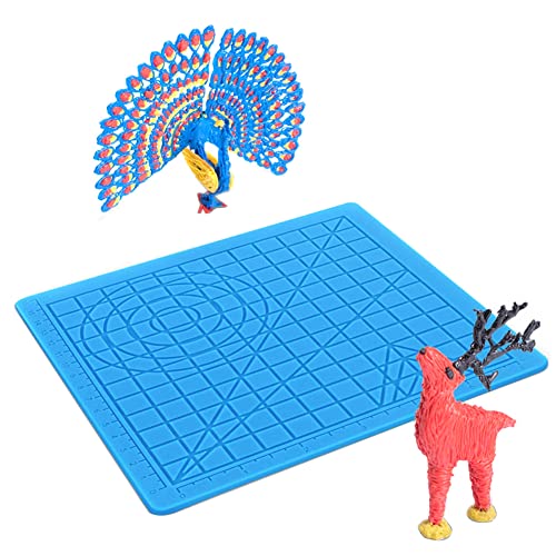 Shiwaki 3D-Silikon-Pad, 3D-Druck-Stift-Pad, 3D-Zeichenstift-Muster-Silikon-Pad (17,7 x 17,7 cm) mit 2 Fingerschutzhüllen für Anf?nger von Shiwaki