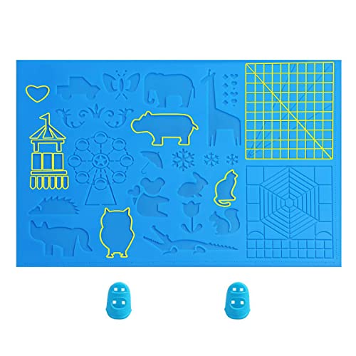 Shiwaki 3D-Silikon-Pad, 3D-Druck-Stift-Pad, 3D-Zeichenstift-Tiermuster-Silikon-Pad (41,5 x 27,5 cm) mit 2 Fingerschutzhüllen für Anf?nger von Shiwaki