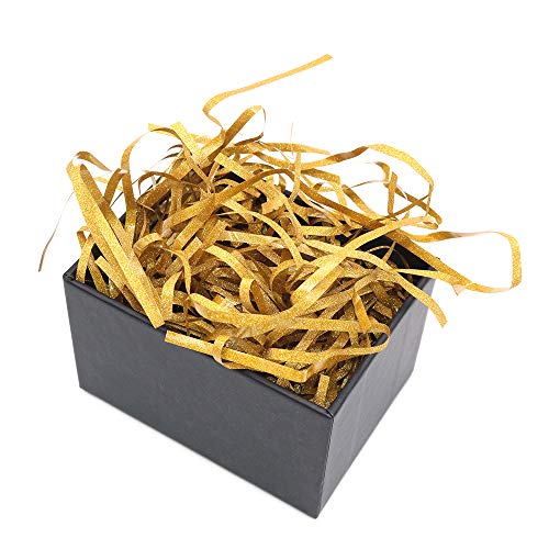 Shiwaki 50g Glitter Raffia Papierschnitzel Geschreddertes Seidenpapier Füllmaterial, Geschredderte Crinkle Konfetti für DIY Geschenkverpackung & Korbfüllung - Bright Gold von Shiwaki
