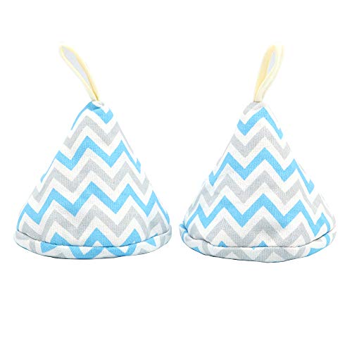 Shiwaki Ein Paar 4,3-Zoll-Triangle Cute Cotton Ofenhandschuhe für Topfdeckel Handschuhe Anti Scald Cooking Backtopf Griff Ofenhandschuhe - Blue Wave Pattern von Shiwaki