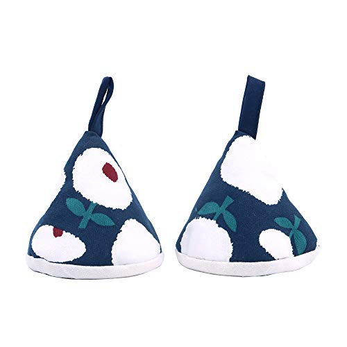 Shiwaki Ein Paar 4,3-Zoll-Triangle Cute Cotton-Ofenhandschuhe für Topfdeckelhandschuhe Anti-Verbrühungs-Koch-Backtopfgriff-Ofenhandschuhe - Blau von Shiwaki