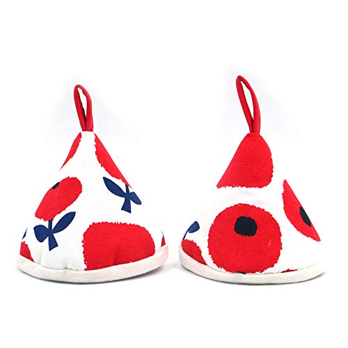 Shiwaki Ein Paar 4,3-Zoll-Triangle Cute Cotton-Ofenhandschuhe für Topfdeckelhandschuhe Anti-Verbrühungs-Koch-Backtopfgriff-Ofenhandschuhe - Rot von Shiwaki