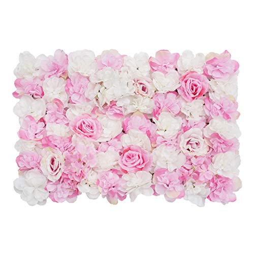 Shiwaki Flower Panels Artificial Flowers Wall Screen Romantic Floral Backdrop Hedge Home Decor Wedding Party Background - Pink Rose von Shiwaki