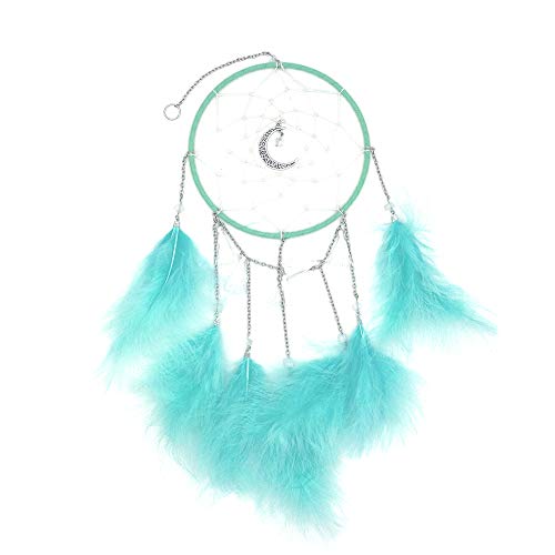 Shiwaki Moonlight Feather Dream Catcher, handgefertigte Traumf?nger für Schlafzimmer Wandbehang Wohnkultur Ornamente Craft Car Ornamente (grün) von Shiwaki