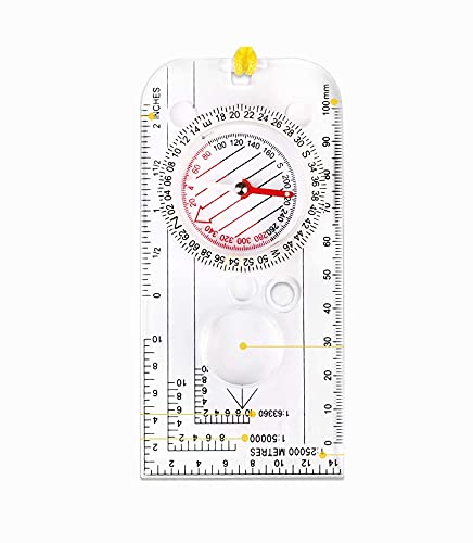 Shiwaki-Navigationskompass, Expeditionskartenlesen, leichtes Kartenlineal, Kompass mit Einstellbarer Neigung für ?berlebens-Bergsteigen oder Wandern, vollst?ndig wasserdicht von Shiwaki
