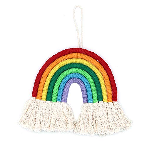 Shiwaki Regenbogen Makramee Wandbehang - Handgemachte gewebte Baumwolle Tapisserie Giebel, b?hmisches Handwerk Geschenk für Schlafzimmer Spielzimmer Wohnkultur (bunt) von Shiwaki