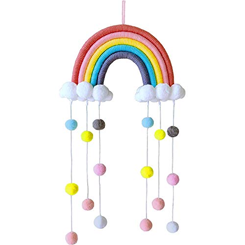 Shiwaki Regenbogen Wanddekor Makramee hngen,Makramee gewebt Dekorativ für Raum,Niedliche Wanddekoration Geeignet für Festival Ornamente Geschenke (Pink) von Shiwaki