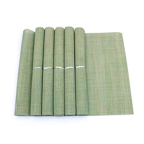 Shiwaki - 6-teiliges Tischsets-Set, 18 x 12 Zoll, rutschfest, waschbar, PVC, reißfest, hitzebeständig, schmutzabweisend, grün von Shiwaki