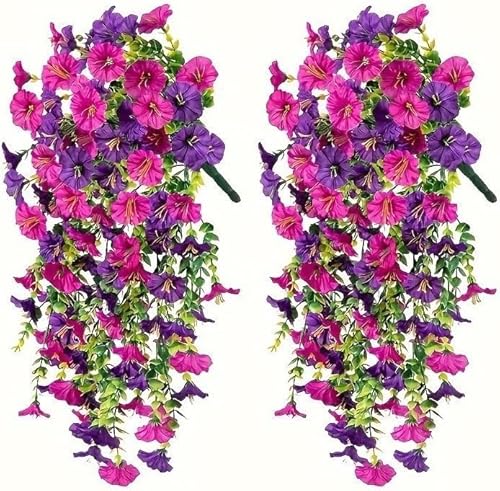 Shixiaodan 2 Stück Eukalyptus Morgenglory Blume Imitation Seide Hängende Pflanze Korb Rebe Home Decoration von Shixiaodan