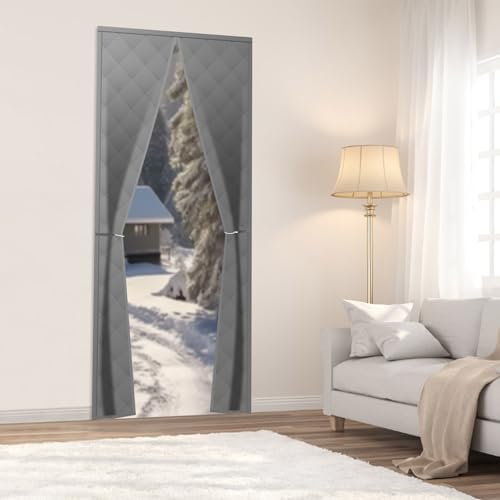 100x220cm Rechteckig Magnetischer Thermisch Isolierter Türvorhang WäRmeschutz Thermo Winddicht Kälteschutz Wasserdicht Schalldämmung Lärmminderung Privatsphäre TüR Vorhang Mit Haken (Grau) von Shiyinge