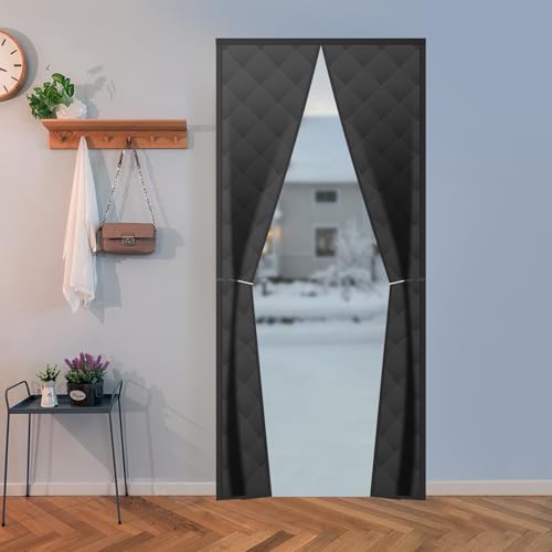 100x220cm Rechteckig Magnetischer Thermisch Isolierter Türvorhang WäRmeschutz Thermo Winddicht Kälteschutz Wasserdicht Schalldämmung Lärmminderung Privatsphäre TüR Vorhang Mit Haken (Schwarz) von Shiyinge
