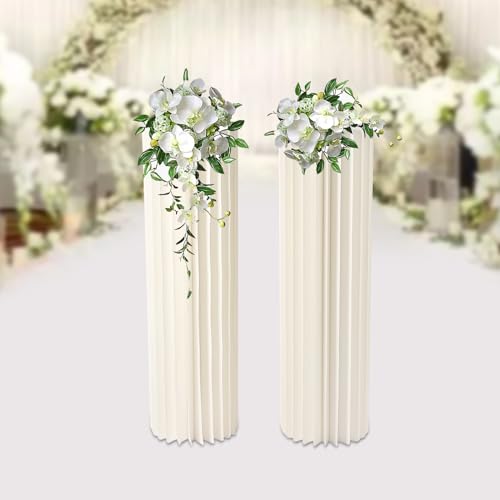 2 Pcs Hochzeiten Dekorationen Tisch Mittelstück Stand Karton Vasen Pappblumen Boden Spalte Blumenständer Geometrische Blumenvase Für Display Rack Home Party Hochzeit Zylinder Modern Weiß 100Cm von Shiyinge