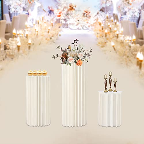 3 Pcs Hochzeiten Dekorationen Tisch MittelstüCk Stand Karton Vasen Pappblumen Boden Spalte BlumenstäNder Geometrische Blumenvase FüR Display Rack Home Party Hochzeit Zylinder Modern Weiß 40+60+80Cm von Shiyinge
