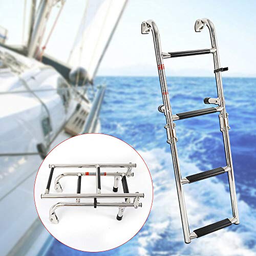 4 Stufen Badeleiter Boot Leiter Edelstahl Klappbar Bootsleiter Klappleiter Schritt Teleskop Mit Rutschfester Stufe Marine Swim Step Klappbare Dock FüR Yacht Swimming Pool Poolleiter Deckleiter von Shiyinge