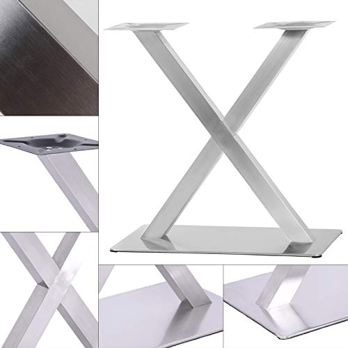 Edelstahl Tischbeine Tischgestell Tischfuß Tischuntergestell GebüRstet Modell Tischkufen Tischkufe TischfüßE Untergestell Metall Doppeltischfuß Set Schwerlast Design Silber X/V Form (V：70Cm) (X-Form) von Shiyinge