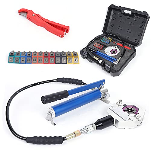 FS-7842B Hydraulik Schlauch Presse Crimpwerkzeug Presszange Crimping Press Tool Krimp Werkzeug Kit FüR Klimaanlagen A/C Trennbar Die Crimpzange Set Auto Klimaanlage Reparatur Hydraulische Mit Matrizen von Shiyinge
