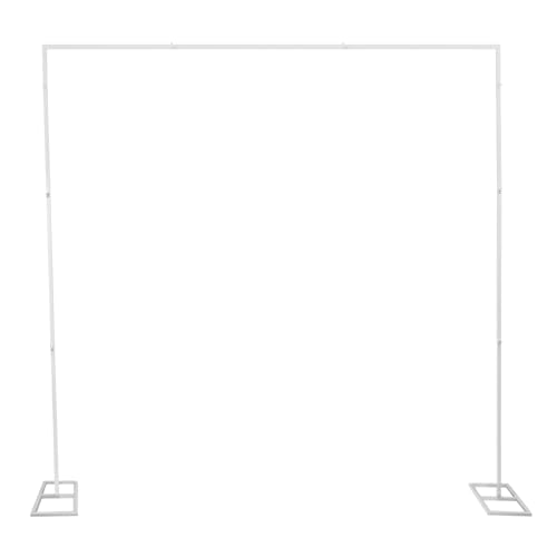 Hochzeitsbogen Eckig Einstellbar Hintergrundständer Metall Traubogen Hochzeit Hintergrundständer verstellbares Rohr und Vorhang-Hintergrund-Ständer-Set quadratischer Metallbogen 2.4X2.4M (Weiß) von Shiyinge