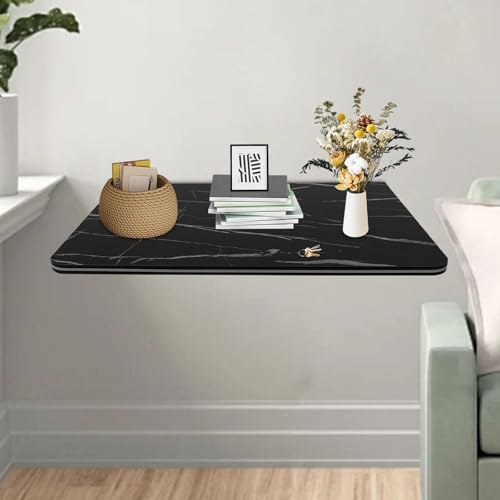 Klappbarer Wandschreibtisch Wandmontierter Klapptisch Wandtisch Schreibtisch Arbeitstisch Klappbar Esstisch Klappschreibtisch Computertisch für Schlafzimmer Wohnzimmer Arbeitszimmer (60*40cm Schwarz) von Shiyinge