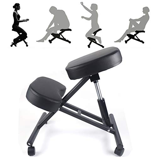 Kniestuhl Computerstuhl OrthopäDischer Ergonomischer Kniehocker Gesundheitsstuhl BüRo Stuhl BüRostuhl WirbelsäUlen Korrektur Haltungskorrekturstuhl Verstellbarer Haltungskorrektur Knie Schwarz 250LBS von Shiyinge
