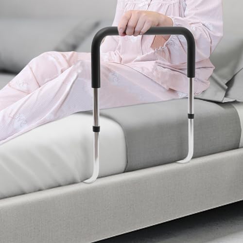 Shiyinge Bettgitter Nachttisch Vorbeugender Haltegriff HöHenverstellbar Bett Bettseite Sturzprophylaxe Haltegri Bettschiene Mit Fixiergurt FüR äLtere Menschen Senioren Erwachsene Schwarz Bis 136Kg von Shiyinge