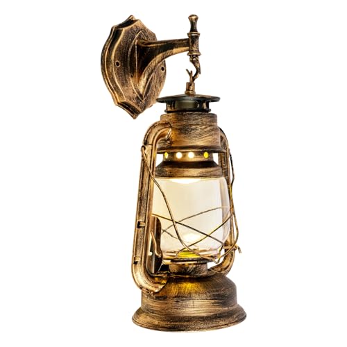 Shiyinge Wandleuchte Retro Antik Vintage Laterne Lampe AußEn Garten Leuchte Wandlampe Antike Industriell Licht Flurlampe Wand Led Eisen Rustikale für Hof Villa Park usw andere Außenbereiche (Bronze) von Shiyinge