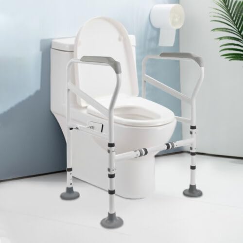WC Handlauf Toilettengestell Toiletten StüTzhilfe StüTzgriff StüTzrahmen Rutschfeste Aufstehhilfe ToilettenstüTze StüTzgestell HöHenverstellbar Toilette ToilettenstüTzgestell Mit SaugnäPfen Bis 100Kg von Shiyinge