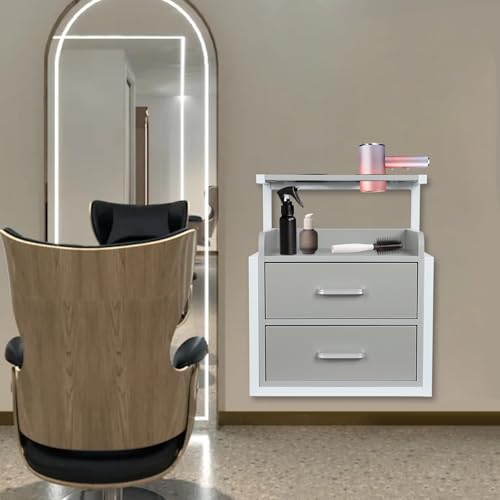Wandmontiert Salonhilfe Bedienungstisch Salonschrank Salon Wandschrank Unterschrank Friseurtisch Friseur Werkzeugschrank für Spas Friseurgeschäften Umkleideräumen Badezimmern usw (Grau+ Silber) von Shiyinge