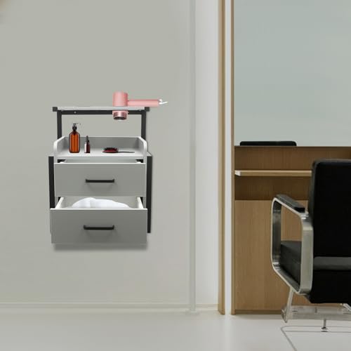 Wandmontiert Salonhilfe Bedienungstisch Salonschrank Salon Wandschrank Unterschrank Friseurtisch Friseur Werkzeugschrank für Spas Friseurgeschäften Umkleideräumen Badezimmern usw (Schwarz＋Grau) von Shiyinge