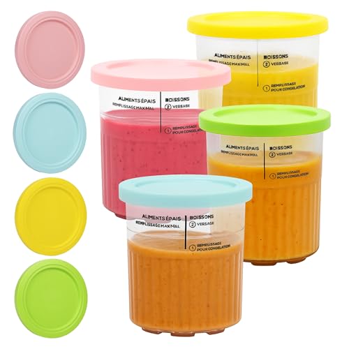 Shiyiuoy 4er-Set 24 Oz Ninja Creami Deluxe Behälter(Deckel und Löffel),Sie Wurde für die NC500/NC501AMZ-Serie Entwickelt, ist BPA-frei, Spülmaschinenfest und ideal für Selbstgemachtes Eis. von Shiyiuoy