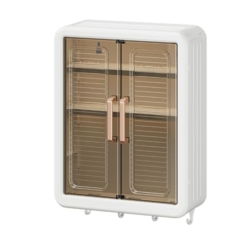 Hängeschrank Bad Hängend Badezimmer Schrank über den Toilettenschrank für Badezimmer Badezimmer Wandschrank Klebstoff über die Toilette Aufbewahrungsschrank mit 2 Türen mit 4 Haken Staubdichter Hautpf von ShkitAelling