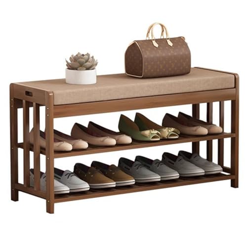ShkitAelling Praktische Schuhbank mit Sitzpolster: Zweietagiger Holz Organizer mit Gitterbrettern für Eingangsbereich ShkitAelling Praktische Schuhbank mit Sitzpolster: Zweietagiger Holz Organizer mit Gitterbrettern für Eingangsbereich von ShkitAelling