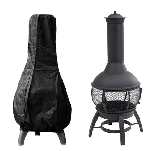 Kaminabdeckungen, wasserdicht, schützende Feuerschalen-Heizung, Abdeckung für den Außenbereich, Terrasse, Kamin-Abdeckungen, langlebige Holzkaminabdeckungen für Tonkamin (schwarz) von Shmziy