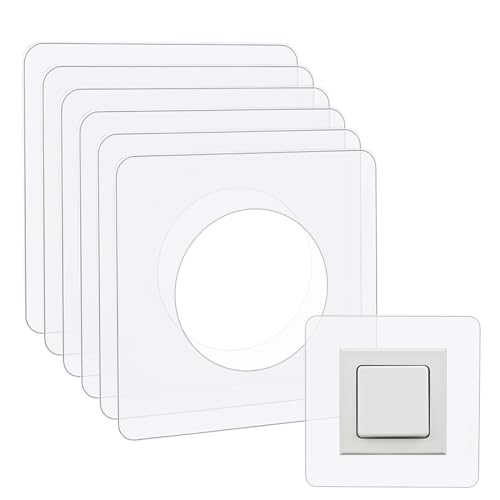 ShnminEU Lichtschalter Schutz für Wand 6 Stücke Transparenter Tapetenschutz für 1-fach Steckdose und Lichtschalter Tapetenschoner passend für jedes Schalterprogramm ShnminEU Lichtschalter Schutz für Wand 6 Stücke Transparenter Tapetenschutz für 1-fach Steckdose und Lichtschalter Tapetenschoner passend für jedes Schalterprogramm von ShnminEU