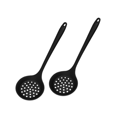 2 Stück Multifuntional Silikon Skimmer Kochen Sieb Löffel mit langem Griff Lebensmittel Sieb Löffel zum Kochen von Shntig