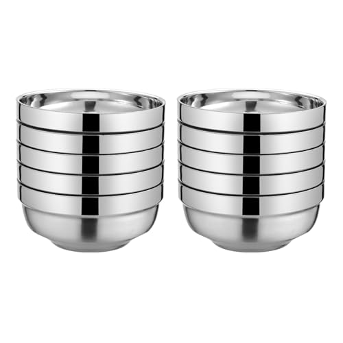 Set mit 10 korrosionsbeständigen Stahlschüsseln, 15,2 cm Durchmesser, rostfrei, leicht zu reinigen, Küchengeschirr für Zuhause, Unterhaltung, Familiengröße, Edelstahl-Schüsseln Set mit 10 korrosionsbeständigen Stahlschüsseln, 15,2 cm Durchmesser, rostfrei, leicht zu reinigen, Küchengeschirr für Zuhause, Unterhaltung, Familiengröße, Edelstahl-Schüsseln von Shntig